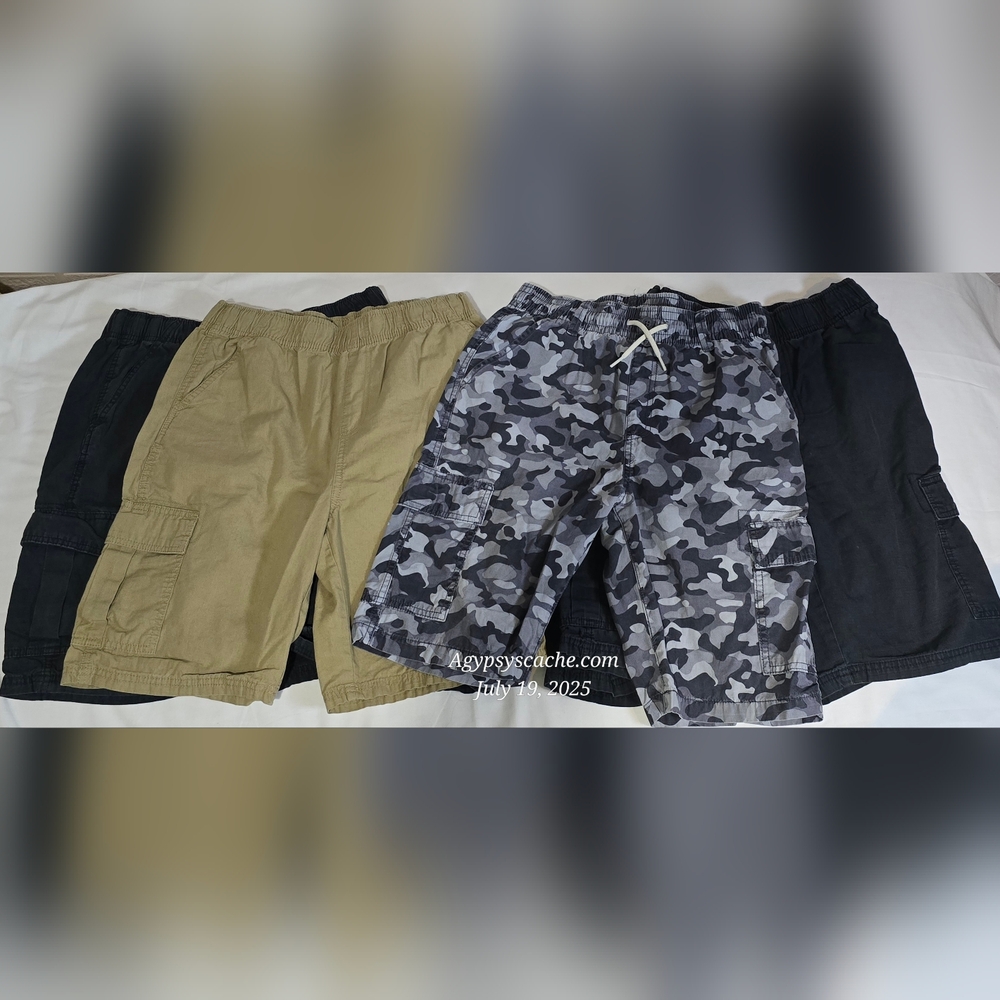 Boys Childrens Place Camouflage and Solid Color Cargo Shorts Set, Sz 16/16 Husky
